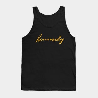Kennedy Name Hand Lettering in Faux Gold Letters Tank Top